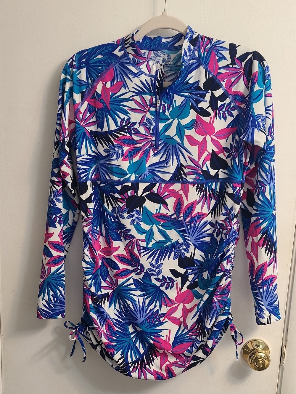 Coolibar Women's Lawai Ruche Swim Shirt Functional 50+ Sun Protection  Sz S